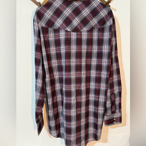 Ely Cattleman Western Shirt Mens XLT gray Blue Plaid Pearl Snap Long Sleeve NWT - Picture 7 of 7